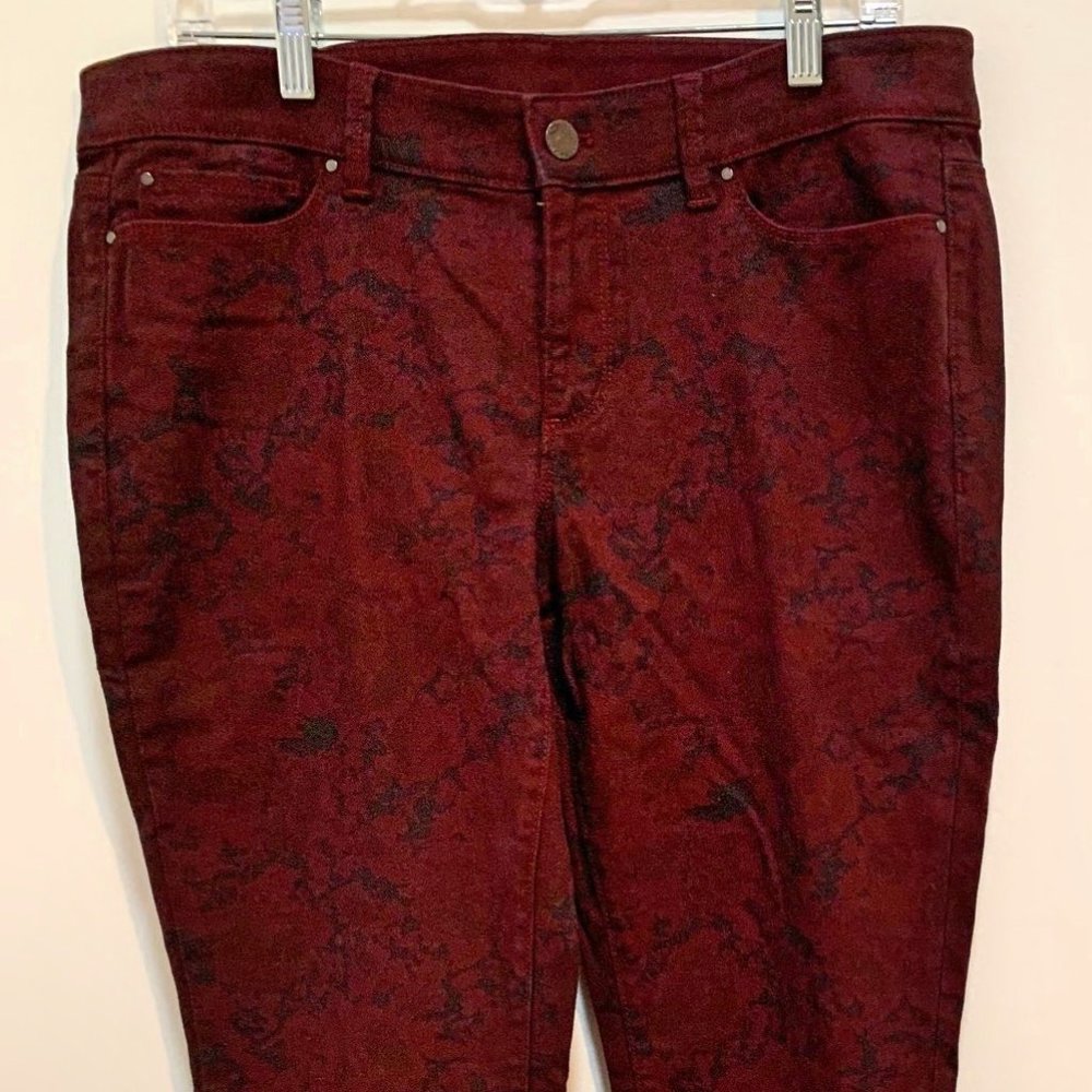 Ann Taylor Burgundy and Black Leopard Print Jeans
